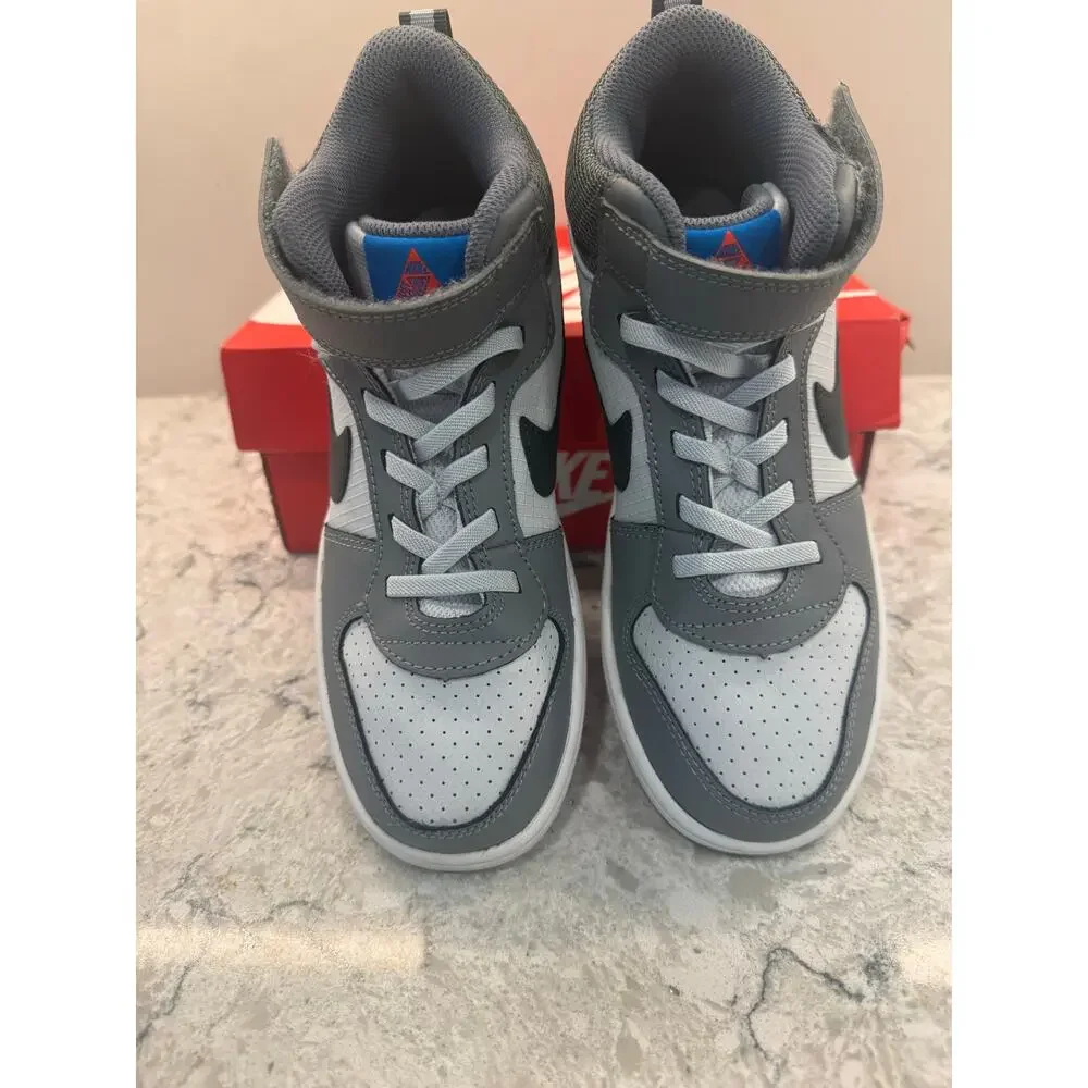 NEW Nike Court Borough Mid 2 Little Kids' Shoes Size 3 Gray Black